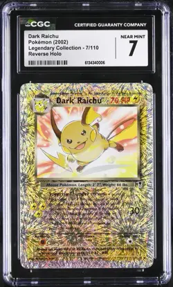 2002 Pokemon Legendary Col. Dark Raichu CGC 7 Reverse Holo #7 - Image 1