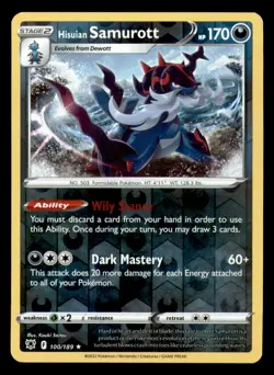 Hisuian Samurott 100/189 Rare Astral Radiance Pokemon Reverse Holo NM - Image 1