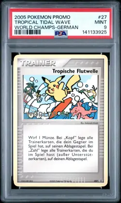2005 POKEMON WORLD CHAMP PROMO GERMAN #27 TROPICAL TIDAL WAVE PSA 9 - Image 1