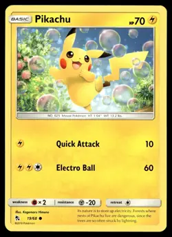 PIKACHU 19/68 COMMON HIDDEN FATES POKEMON - Image 1