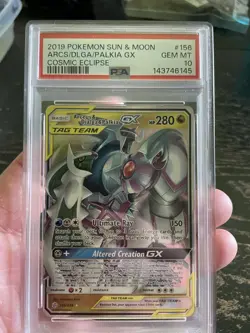 Pokemon TCG Arceus & Dialga & Palkia GX 156/236 Cosmic Eclipse PSA 10 - Image 3