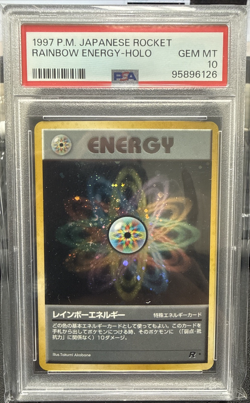 1997 Pokemon P.M Japanese Rocket Holo Rainbow Energy PSA 10 - Image 1