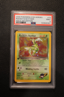 Pokemon - PSA 9 MINT 1st Edition Rocket's Scyther 13/132 HOLO Gym Heroes SWIRL! - Image 3