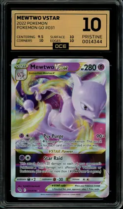 Pokemon Slab: Mewtwo VSTAR - 031/078 - Pokemon Go - Graded OCE Pristine 10 - Image 1