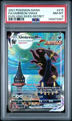 2021 POKEMON SWORD & SHIELD EVOLVING SKIES UMBREON VMAX EVOLVING SKIES PSA 8 - Image 1