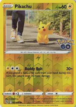 Pikachu (27) Common Pokemon GO 027/078 NM Reverse Holo - Image 1