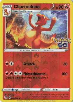 Charmeleon Uncommon Pokemon GO 009/078 NM Reverse Holo - Image 1