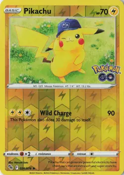 Pikachu (28) Holo Rare Pokemon GO 028/078 NM Reverse Holo - Image 1