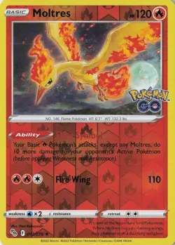 Moltres Holo Rare Pokemon GO 012/078 NM Reverse Holo - Image 1