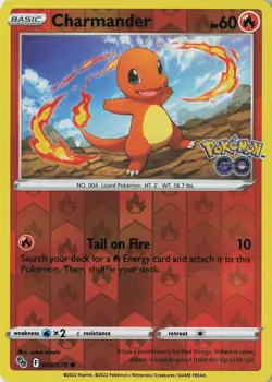 Charmander Common Pokemon GO 008/078 NM Reverse Holo - Image 1