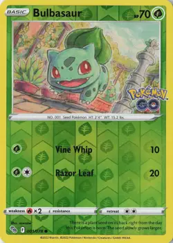 Bulbasaur Common Pokemon GO 001/078 NM Reverse Holo - Image 1