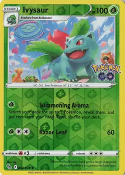 Ivysaur Uncommon Pokemon GO 002/078 NM Reverse Holo - Image 1