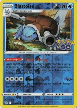 Blastoise Holo Rare Pokemon GO 017/078 NM Reverse Holo - Image 1