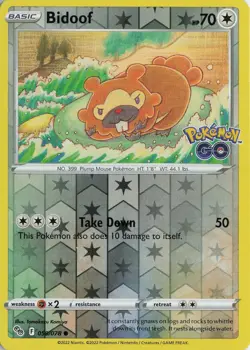Bidoof Common Pokemon GO 059/078 NM Reverse Holo - Image 1