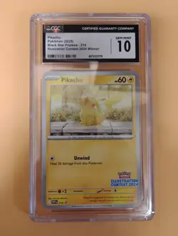 Pokemon CGC 10 Pikachu Promo 214 Illustration Contest 2024 Scarlet & Violet - Image 1