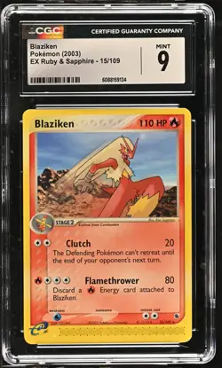 CGC 9 MINT Blaziken 2003 EX Ruby & Sapphire 15/109 Pokemon Card - Image 1