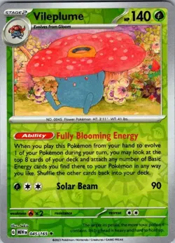 VILEPLUME 045/165 R 151 POKEMON REVERSE HOLO NM/M - Image 1