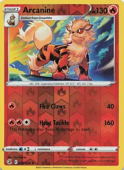 Arcanine 033/264 Rare Fusion Strike Pokemon Reverse Holo Near Mint - Image 1