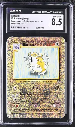 CGC 8.5 Raticate 61/110 Legendary (collection) Reverse Holo Pokemon Card - Image 1