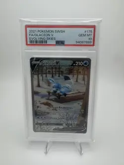 PSA 10 Glaceon V (Alternate Art) 175/203 Evolving Skies Ultra Rare Pokemon Card - Image 1
