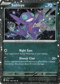 Sableye (Cosmos Holo) Rare Miscellaneous Cards & Products 136/193 NM Holo - Image 1