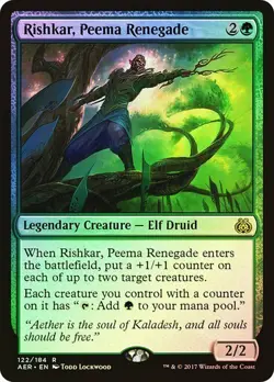 Rishkar, Peema Renegade FOIL Aether Revolt NM Green Rare - elf ramp counters - Image 1