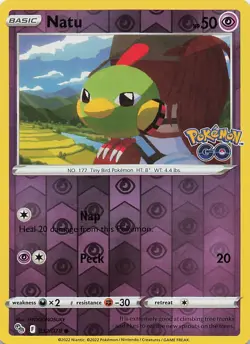 Natu 032/078 Common Pokemon GO Pokemon Reverse Holo Near Mint - Image 1