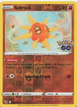 Solrock 039/078 Uncommon Pokemon GO Pokemon Reverse Holo Near Mint - Image 1