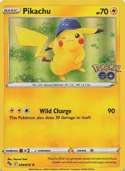 Pikachu 028/078 Holo Rare Pokemon GO Pokemon Near Mint - Image 1
