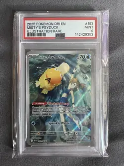 Pokemon 2025 Misty's Psyduck 193/182 Illustration Rare Destined Rivals PSA 9 - Image 1