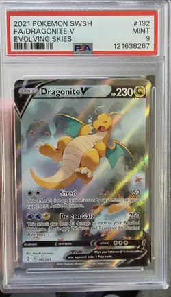 PSA 9 Pokemon 2021 Dragonite V Evolving Skies 192/203 - Image 1