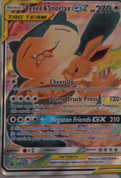 Pokemon Co Eevee & Snorlax GX SM169 SM Black Star Promo Holo TAG TEAM 270HP - Image 1