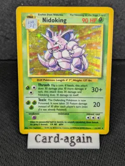 Pokemon TCG Nidoking Base Set Holo Unlimited Rare Card 11/102 MP Condition - Image 1
