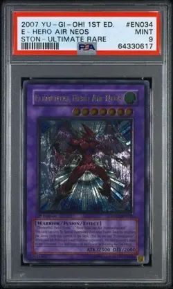 Yu-Gi-Oh! Elemental Hero Air Neos STON-EN034 1st Edition Ultimate Rare PSA 9 - Image 1