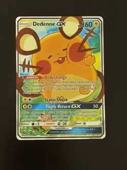 Pokemon TCG Dedenne GX Full Art ULTRA RARE Holo Card 195a/214 Unbroken Bonds - Image 1