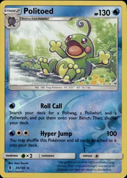 Pokemon TCG Reverse Holo Card Politoed SM - Guardians Rising 25/145 - Image 1