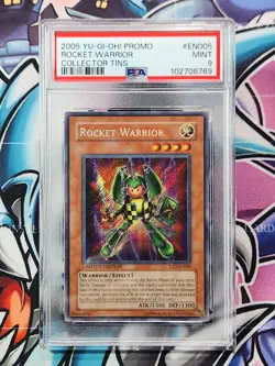 YUGIOH Rocket Warrior CT2-EN005 Secret Rare Collector Tin Promo, PSA 9 - Image 1