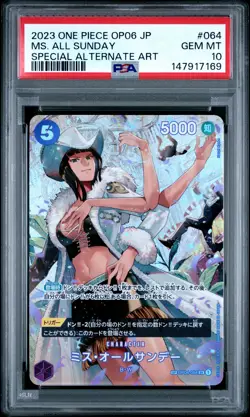 2023 ONE PIECE JPN OP06-WINGS OF THE CAPTAIN #064 MS. ALL SUNDAY PSA 10 - Image 1
