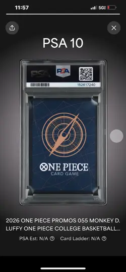 2026 One Piece EN P-055 Monkey D Luffy College Basketball US Voyage PSA 10 - Image 2