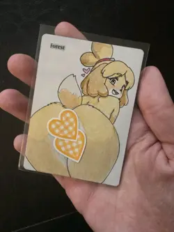 Magic MTG Altered Forest Land Card | Hand Colored & Painted Anime Furry - Image 2