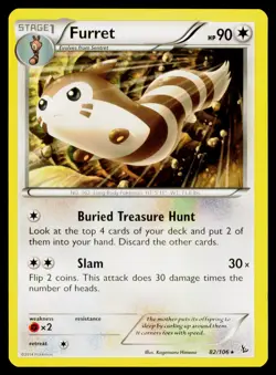 Furret Normal #82/106 Rare Pokemon XY - Flashfire LP - Image 1