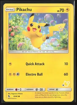 Pikachu 19/68 Common Hidden Fates Pokemon Lightly Played - Image 1