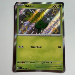 Pokemon TCG Oddish Paldean Fates Holo Bay Shiny Rare Card 092/091 Pack Fresh NM - Image 1