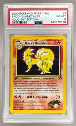 2000 Pokemon Gym Challenge 1st Edition 3 Brock's Ninetales PSA 8 143873378 - Image 1