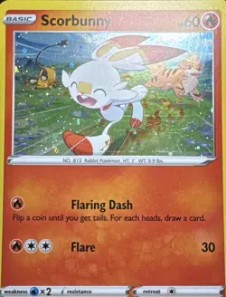Scorbunny (Cosmos Holo) SWSH244 Holo Promo Sword & Shield Promo Pokemon NM SWIRL - Image 1