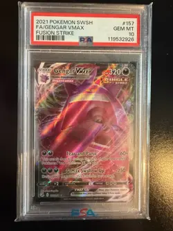 PSA 10 Gengar VMAX #157/264 Fusion Strike Pokemon - Image 1
