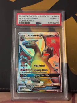 2019 POKEMON SUN & MOON HIDDEN FATES #SV49 FULL ART/CHARIZARD GX PSA 10 - Image 4