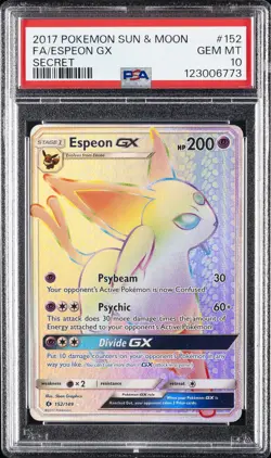 2017 POKEMON SUN & MOON SECRET #152 FULL ART/ESPEON GX PSA 10 - Image 1