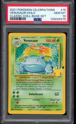 2021 Pokemon Venusar Celebrations Classic Collection Base Set Holo #15 PSA 10 - Image 1