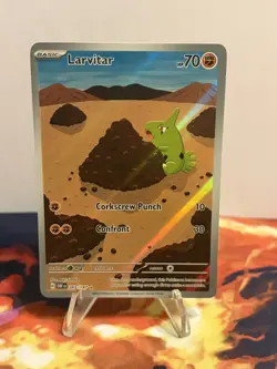 Pokemon TCG Larvitar 203/197 SV03: Obsidian Flames Holo Illustration Rare - Image 2